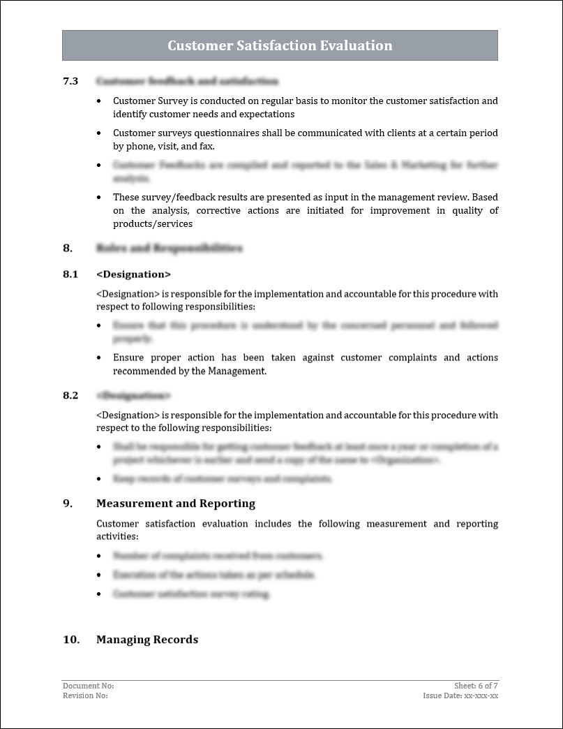 ISO 9001:QMS Customer Satisfaction Evaluation Template