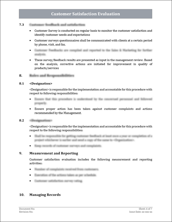 ISO 9001:QMS Customer Satisfaction Evaluation Template