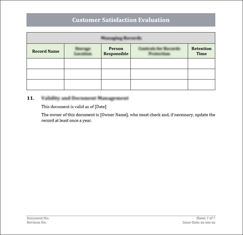 ISO 9001:QMS Customer Satisfaction Evaluation Template