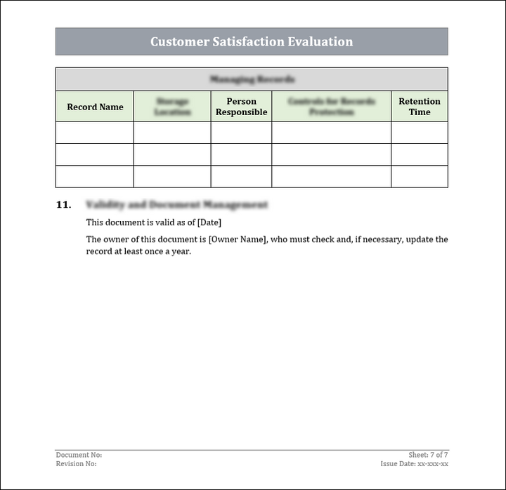 ISO 9001:QMS Customer Satisfaction Evaluation Template