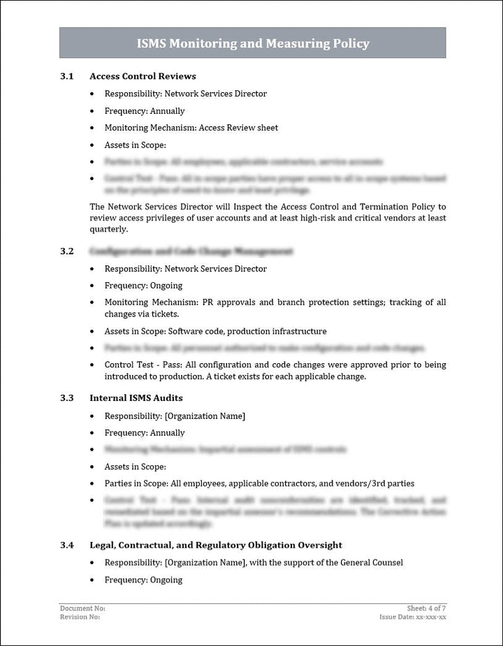 ISO 27001:2022 - Monitoring and Measuring Policy Template