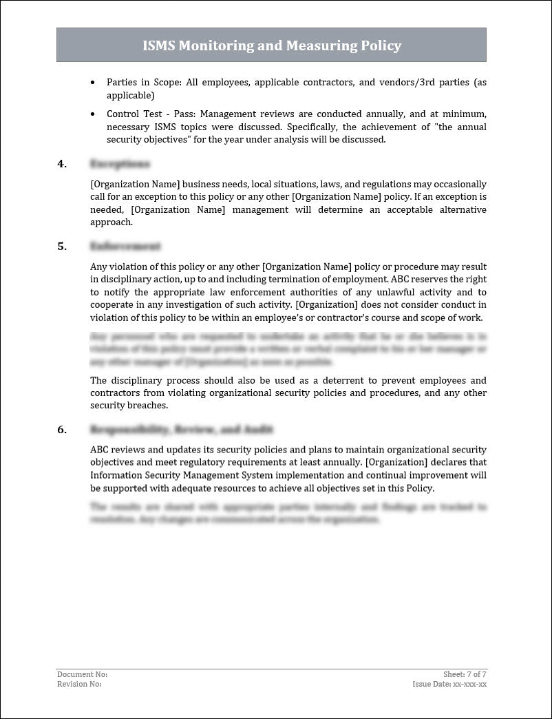 ISO 27001:2022 - Monitoring and Measuring Policy Template