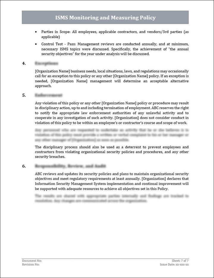 ISO 27001:2022 - Monitoring and Measuring Policy Template