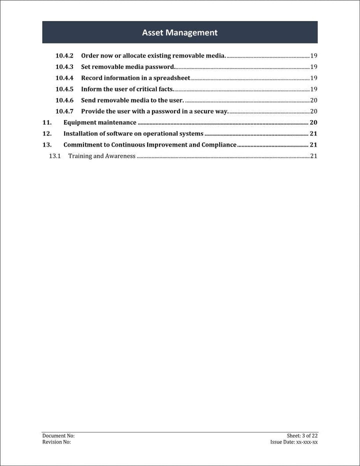 ISO 27001:2022 - Asset Management Policy Template