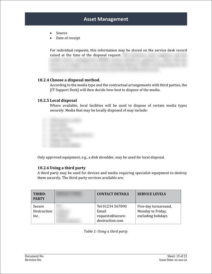 ISO 27001:2022 - Asset Management Policy Template