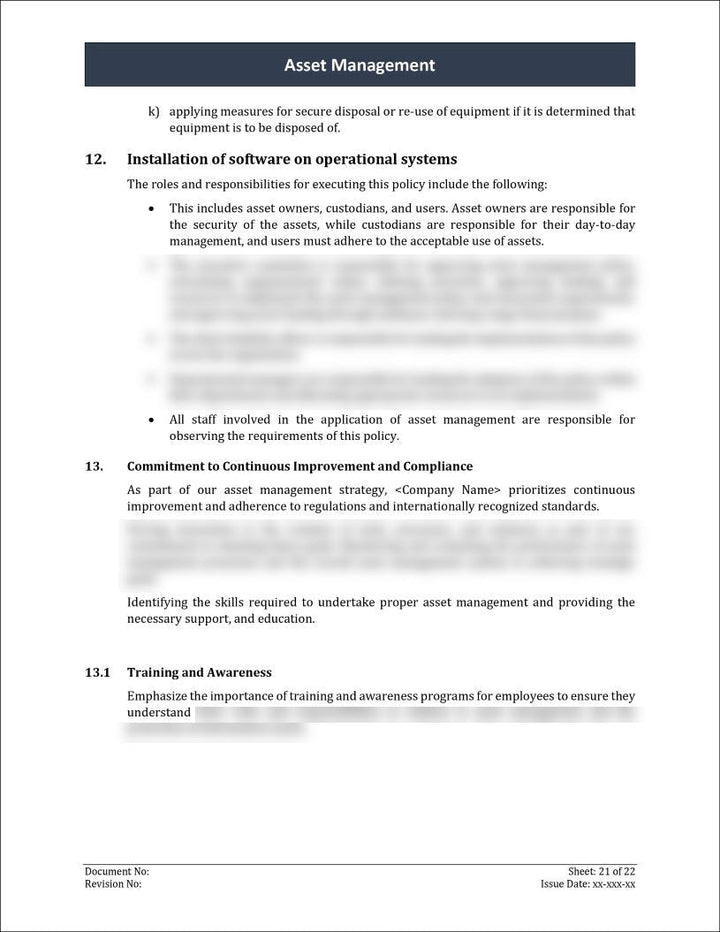 ISO 27001:2022 - Asset Management Policy Template