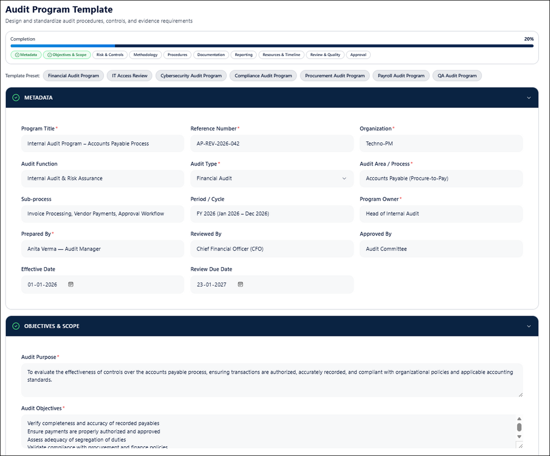 Audit Program Template