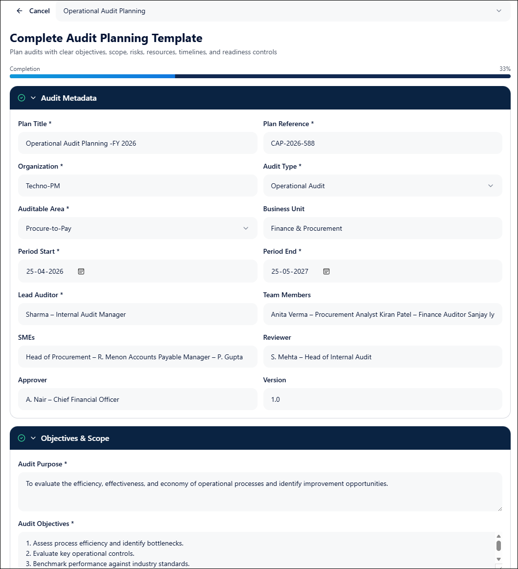 Complete Audit Planning Template