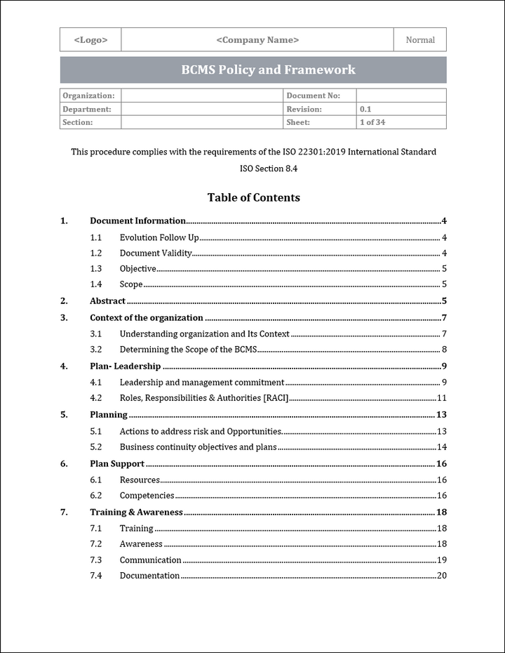 ISO 22301 Implementation Toolkit