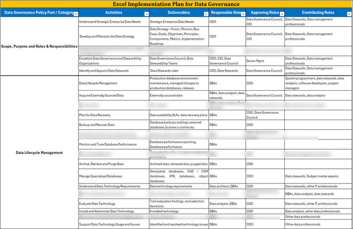 Data Governance Implementation Plan Template