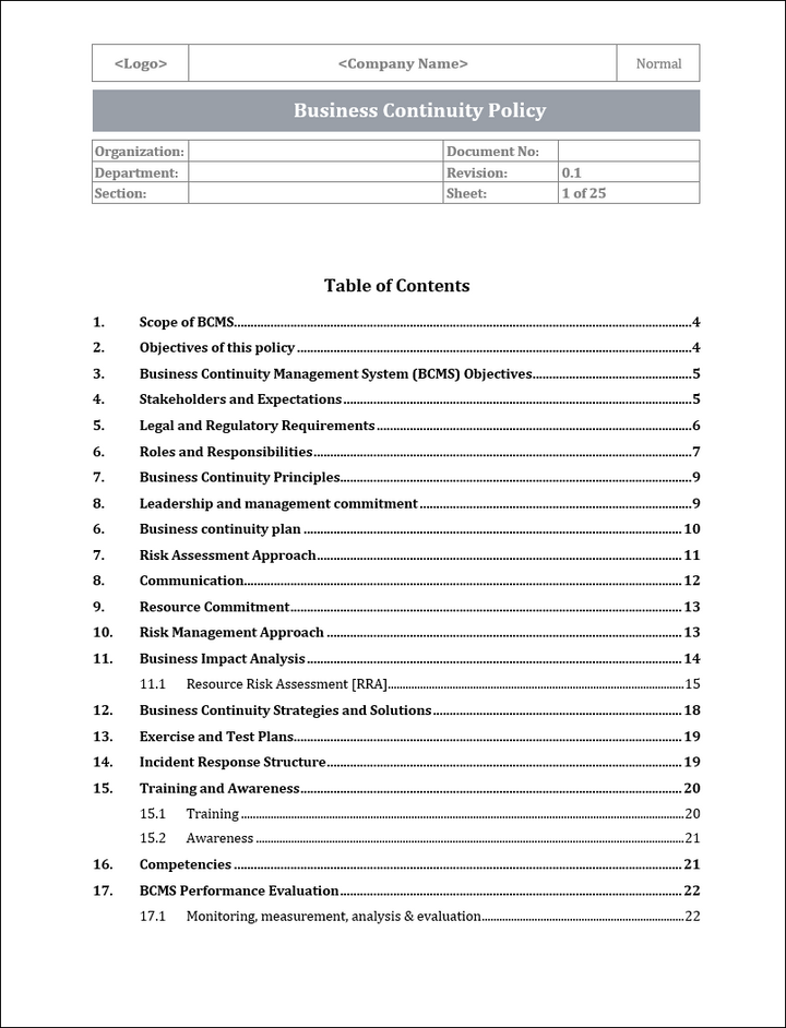 ISO 22301 Implementation Toolkit
