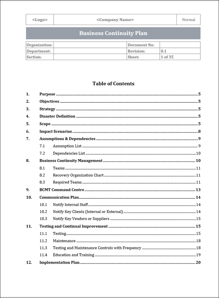 ISO 22301 Implementation Toolkit