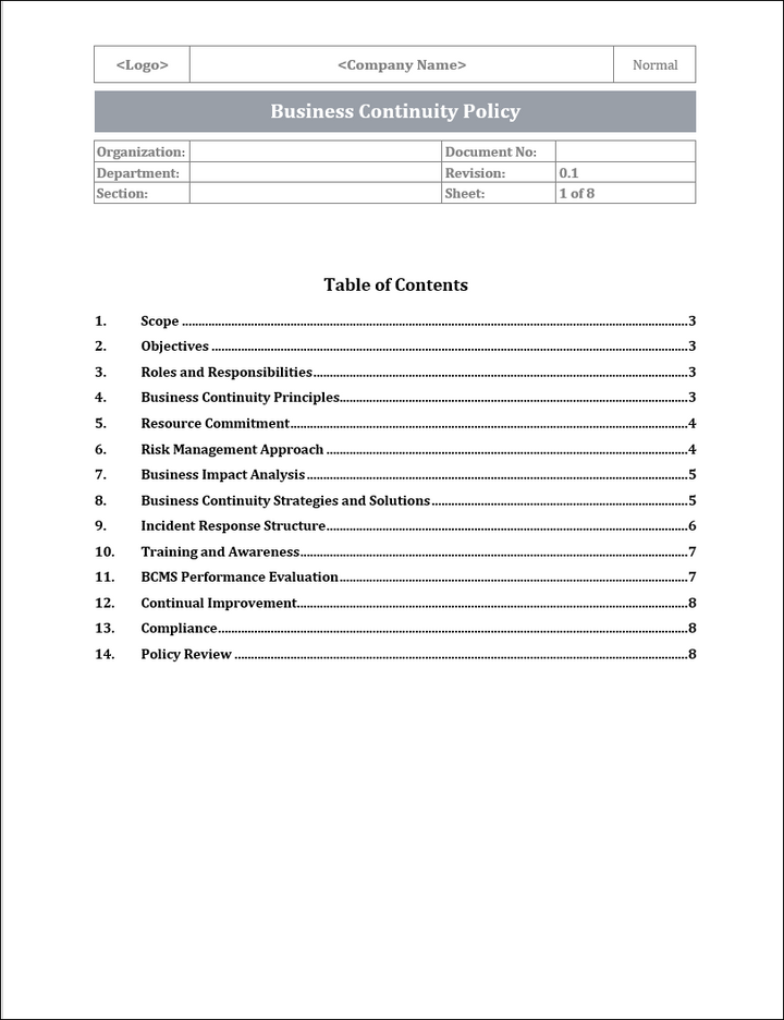 ISO 22301 Implementation Toolkit