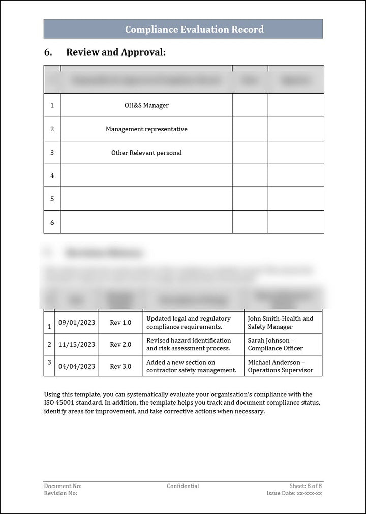 Compliance Evaluation Record