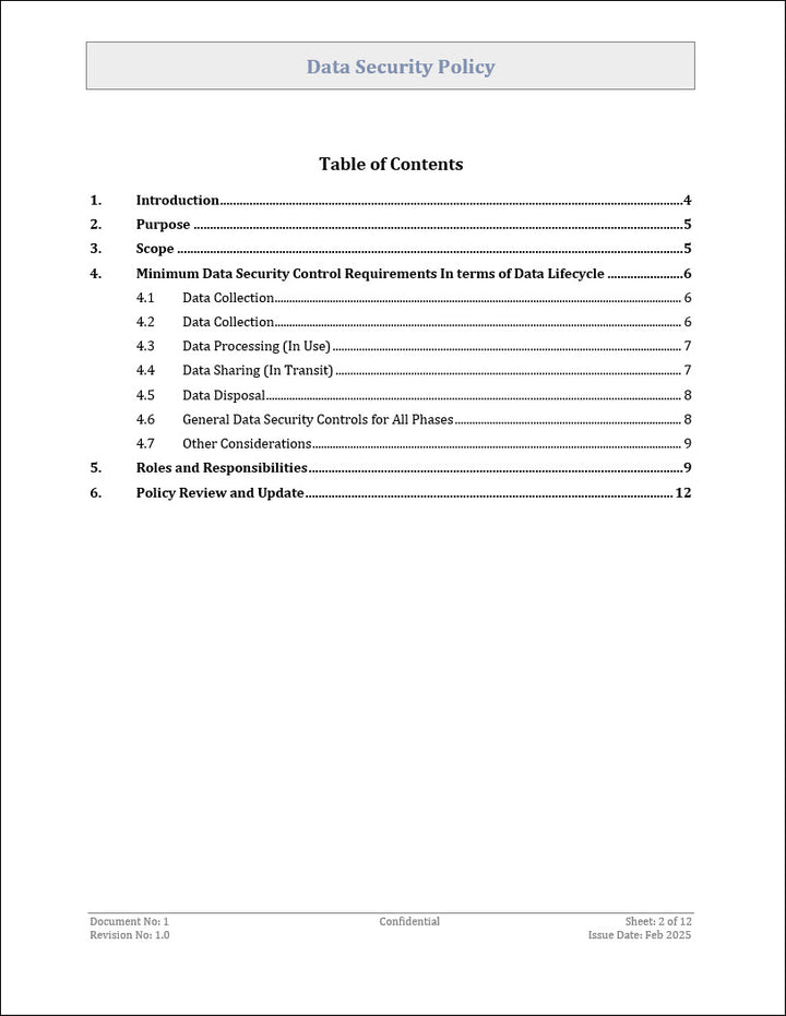 Data Security Policy Template