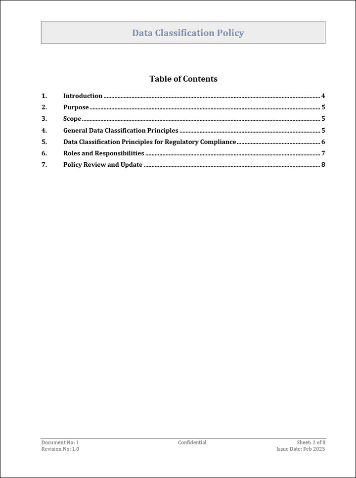 Data Classification Policy Template – IT Governance Framework