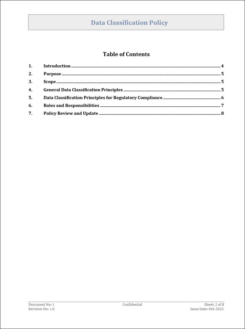 Data Classification Policy Template