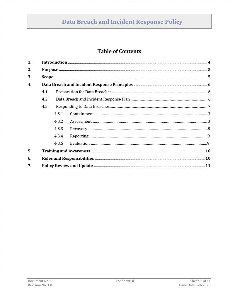 Data Breach and Incident Response Policy Template