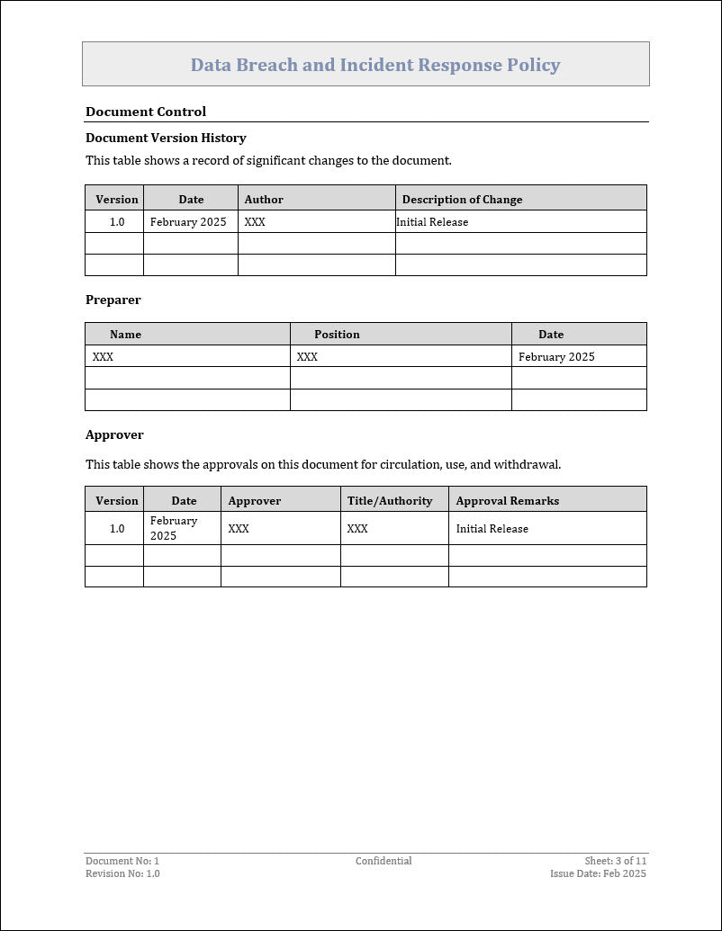 Data Breach and Incident Response Policy Template