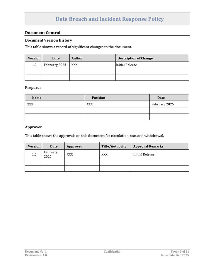 Data Breach and Incident Response Policy Template
