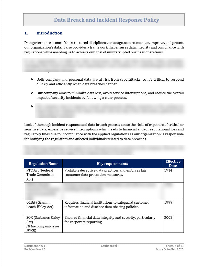 Data Breach and Incident Response Policy Template