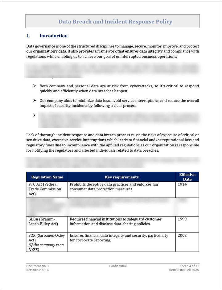 Data Breach and Incident Response Policy Template