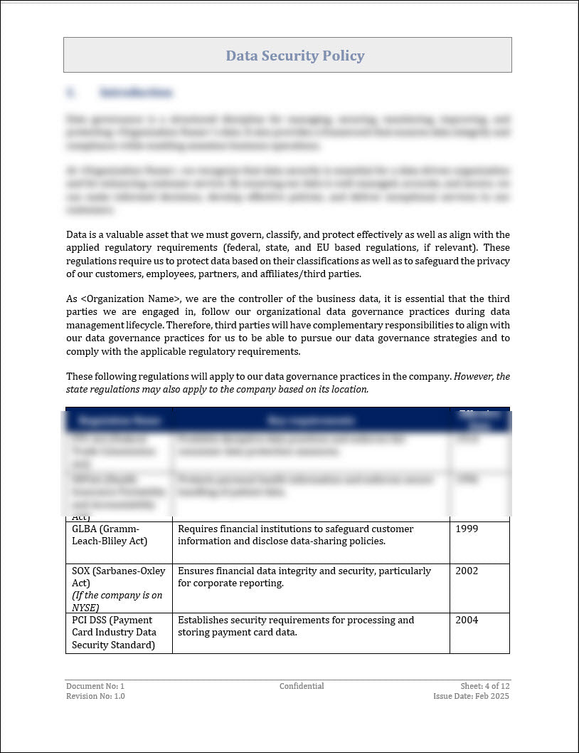 Data Security Policy Template