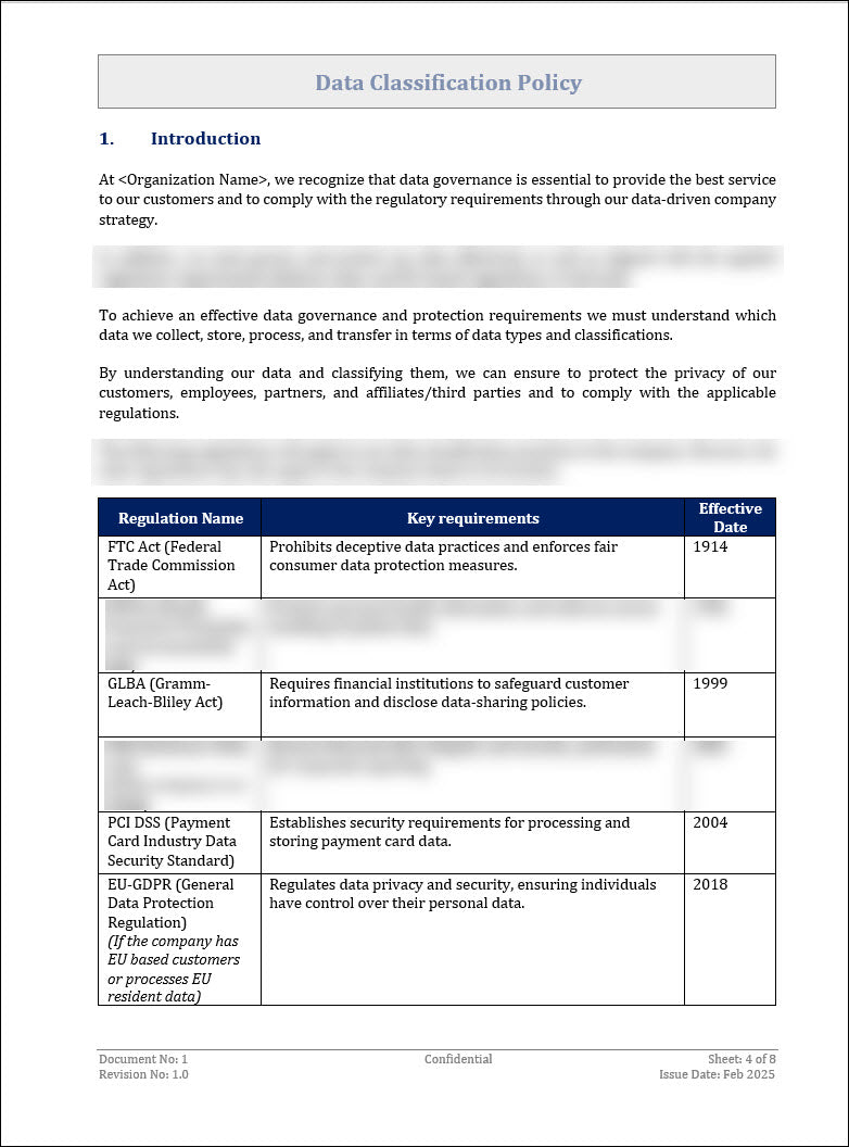 Data Classification Policy Template