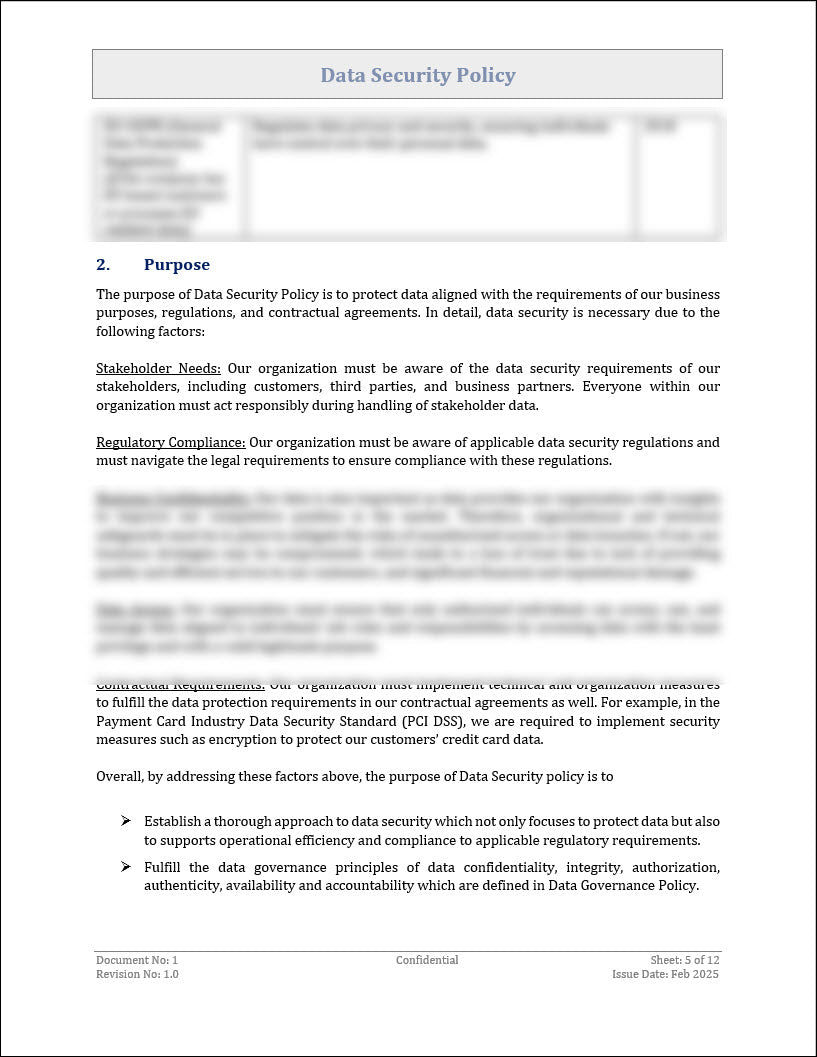 Data Security Policy Template
