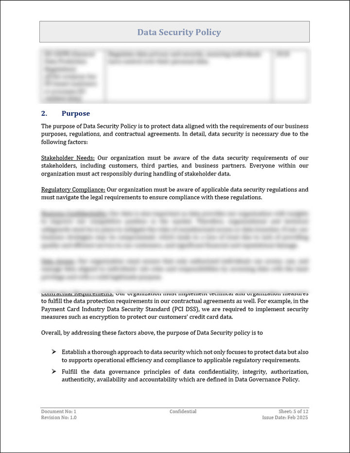Data Security Policy Template