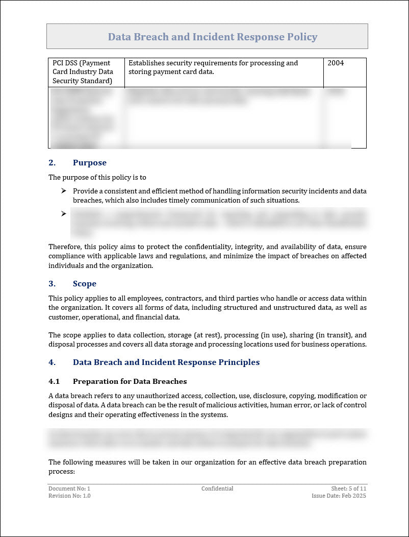 Data Breach and Incident Response Policy Template