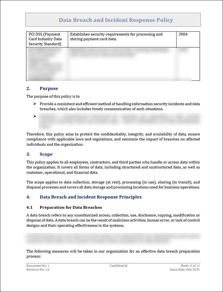 Data Breach and Incident Response Policy Template