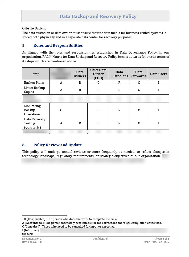 Data Backup and Recovery Policy Template