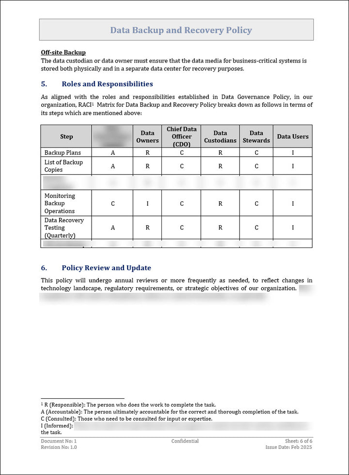 Data Backup and Recovery Policy Template