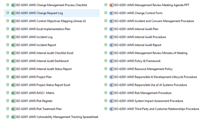 Complete policy set of ISO 42001 