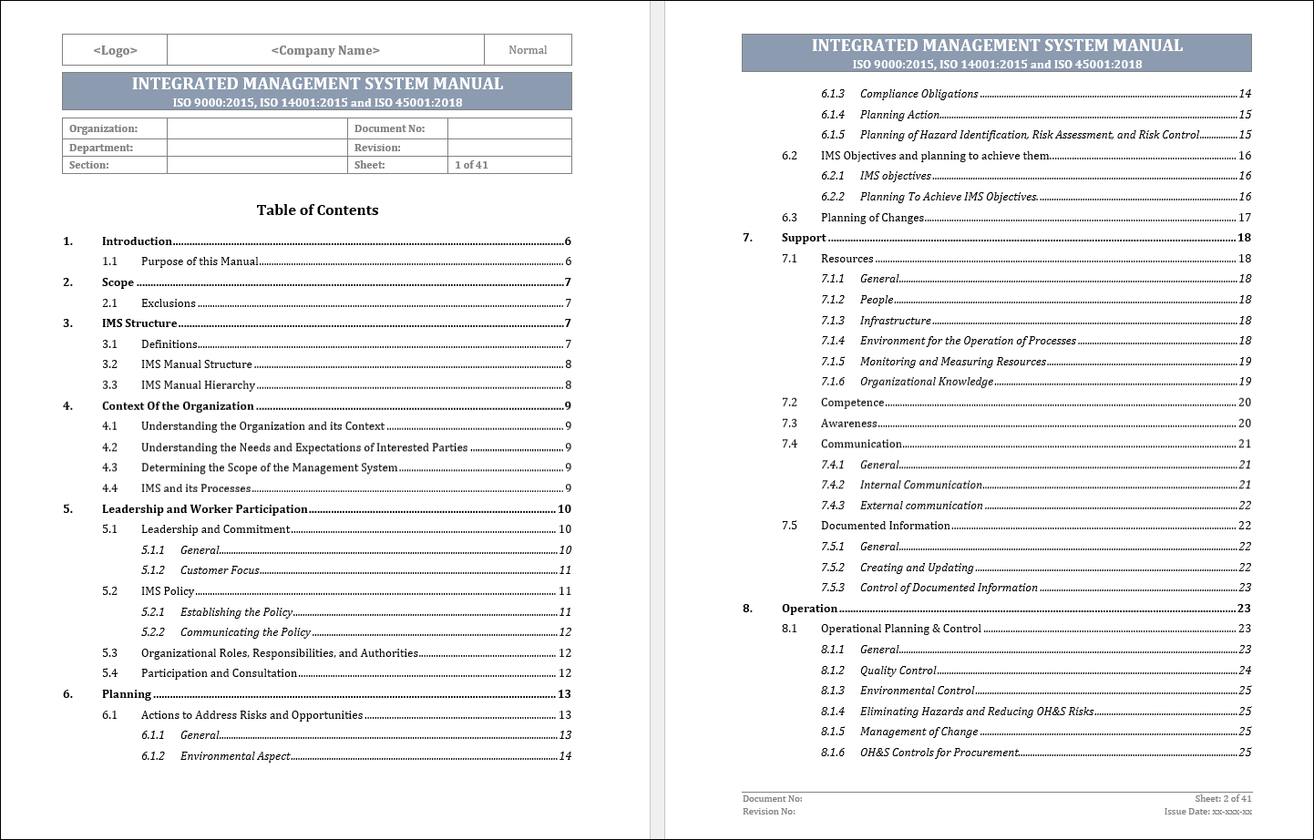 Ims Implementation Plan Example IMS Toolkit (Integrated Management System) – IT Governance Framework