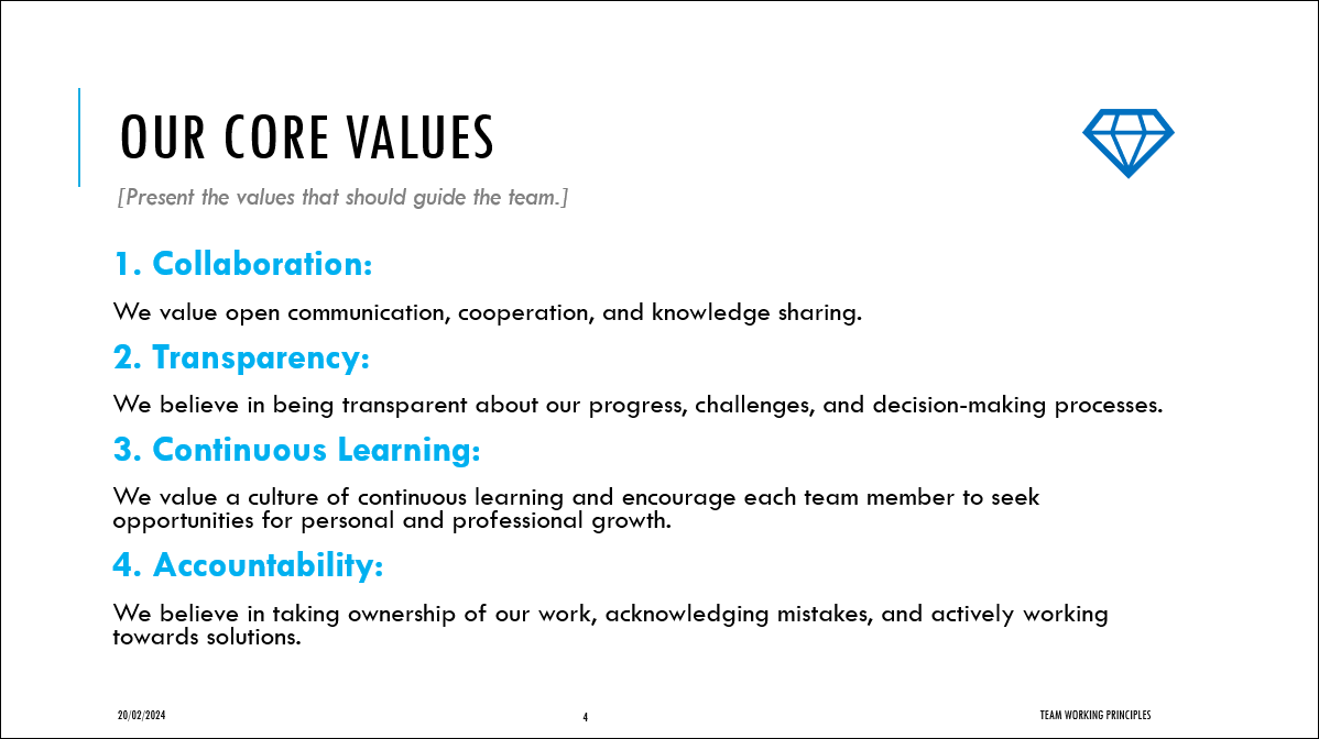 Work Principles Team Working Principles Template – IT Governance Framework