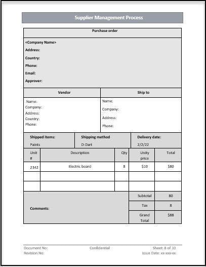 Supplier management process Template