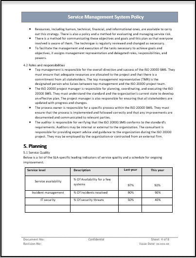 Service Management System Policy Process Template