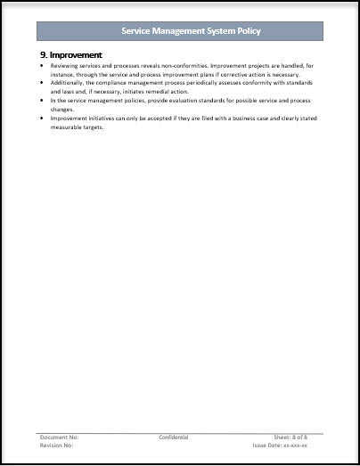 Service Management System Policy Process Template