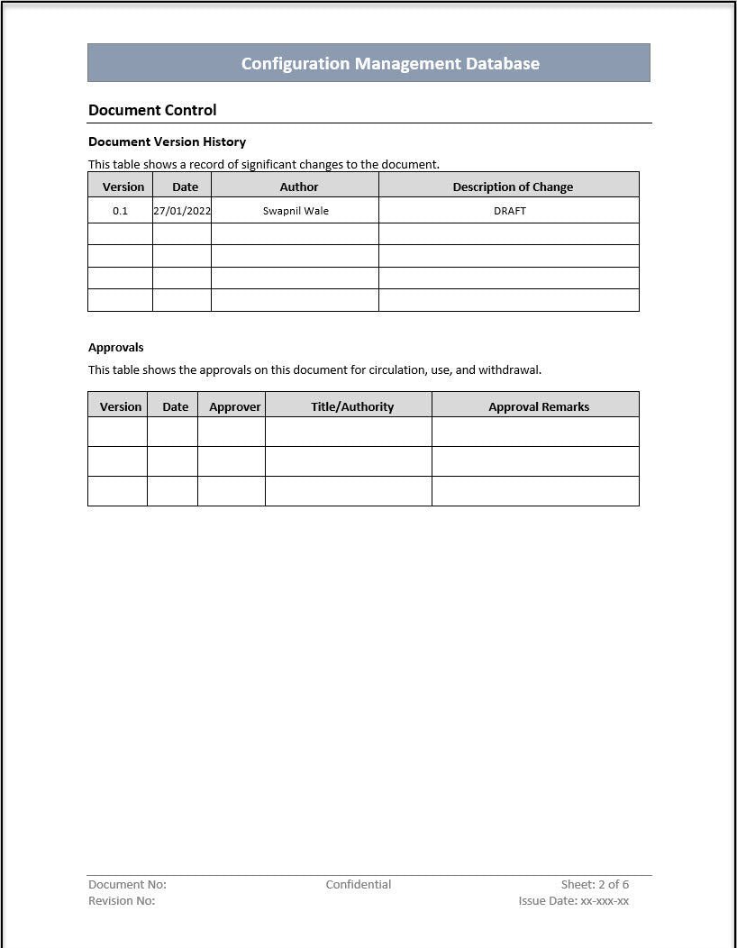 ISO 20000 Configuration Management Database Template