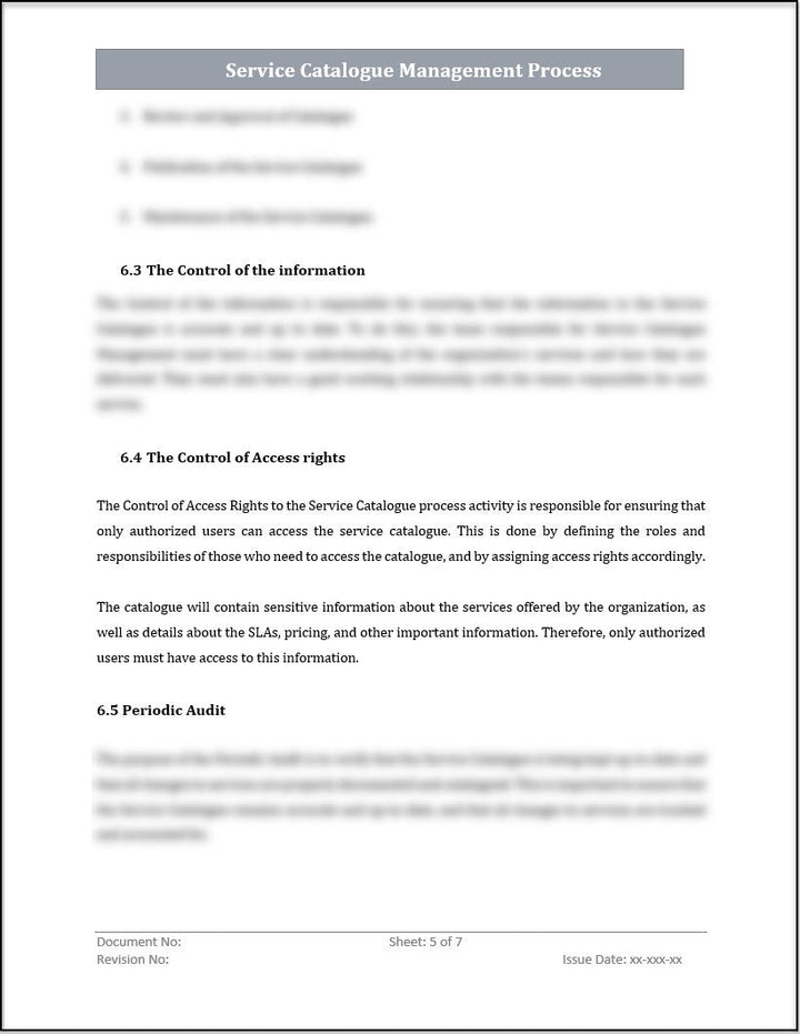 ISO 20000 Service Catalog Management Process Template