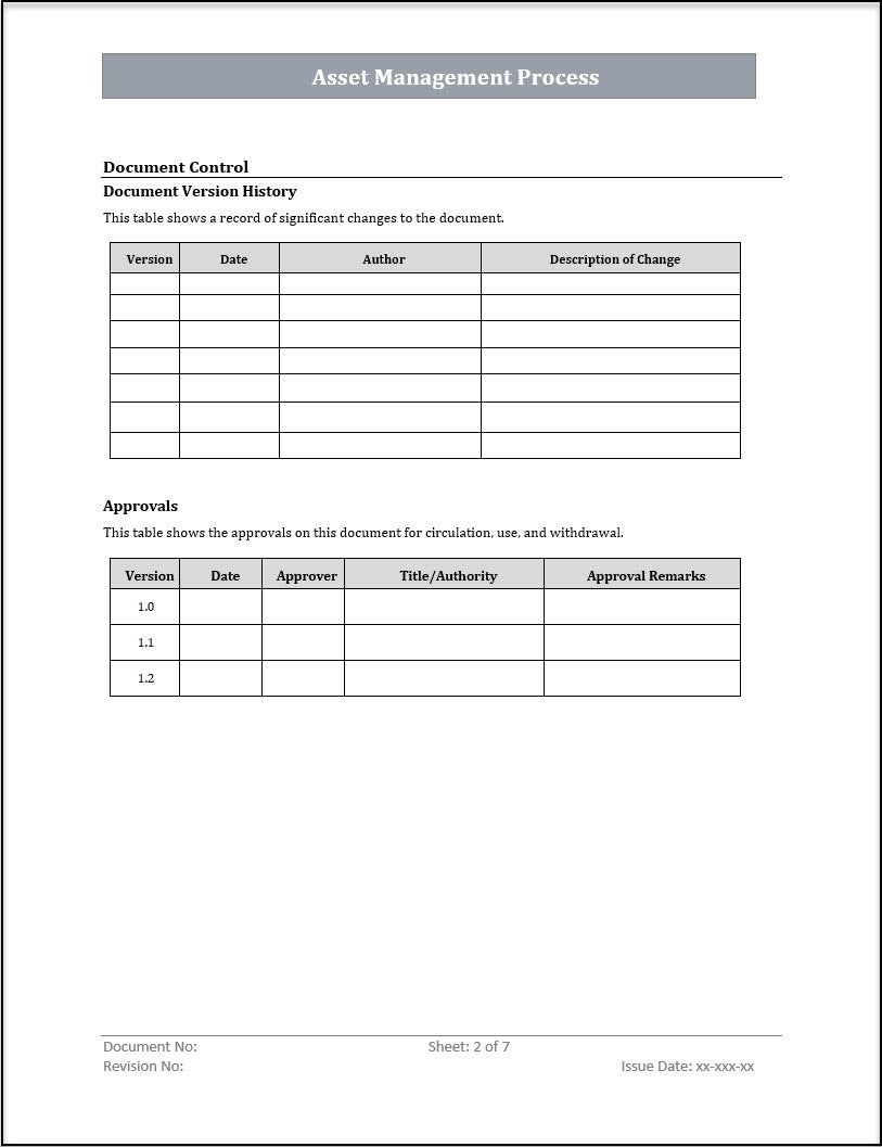 ISO 20000 Asset management Process Template