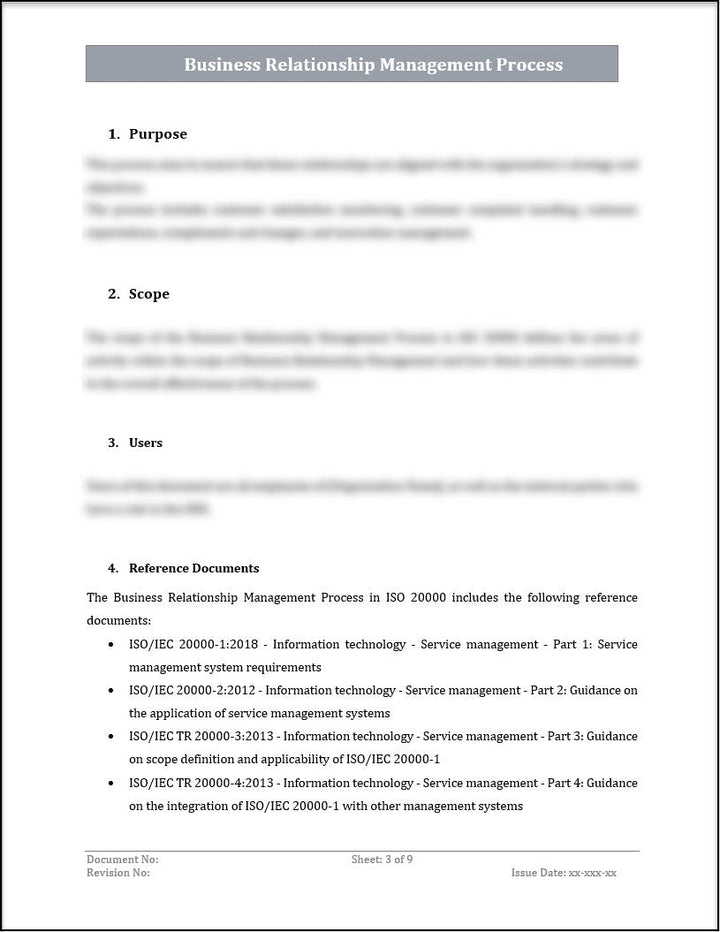 ISO 20000 Business Relationship Management Process Template
