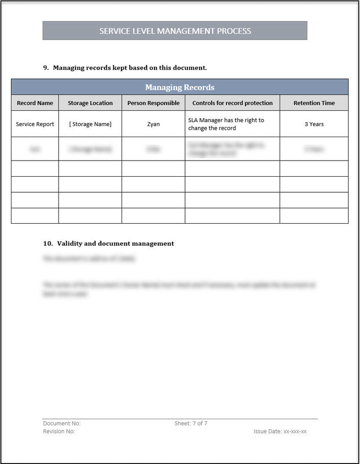 ISO 20000 Service Level Management Process Template