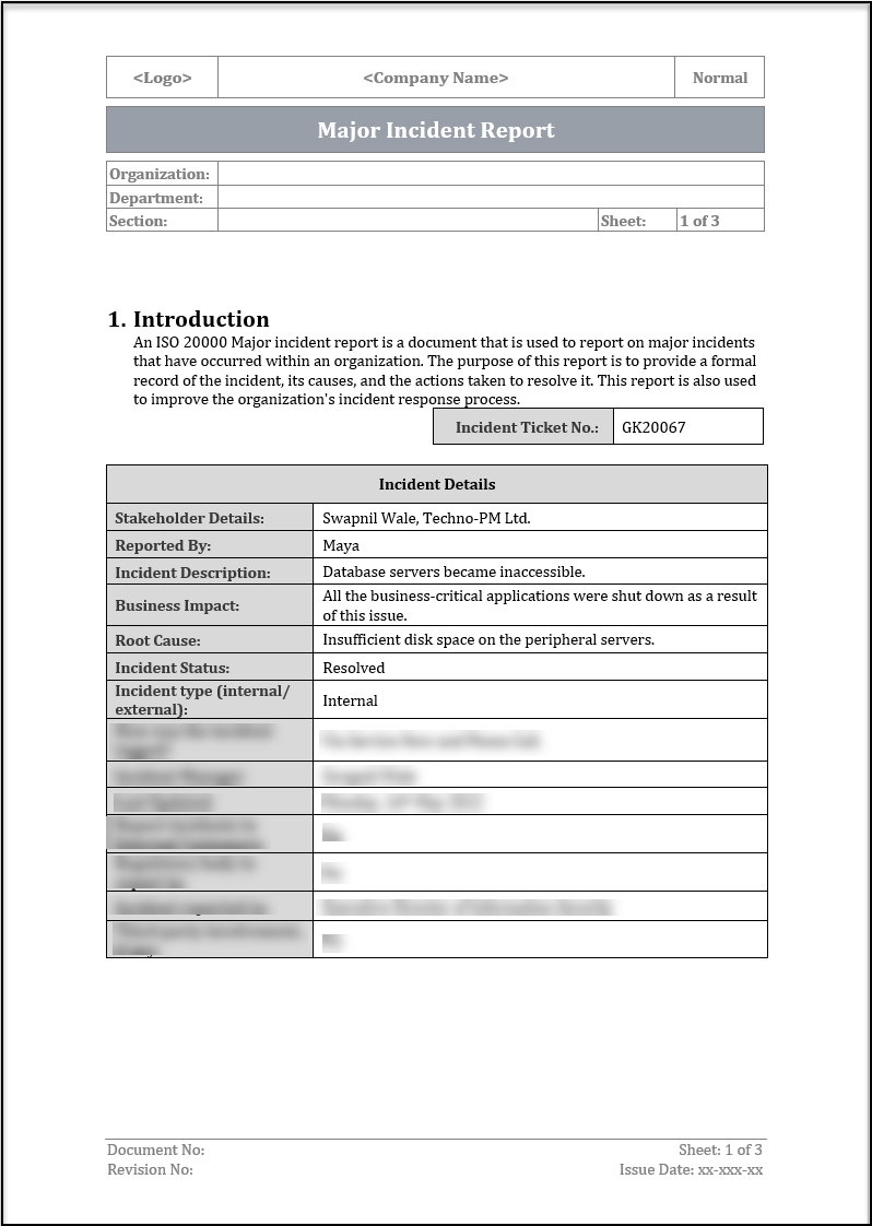 Image 7 for It Major Incident Report Template