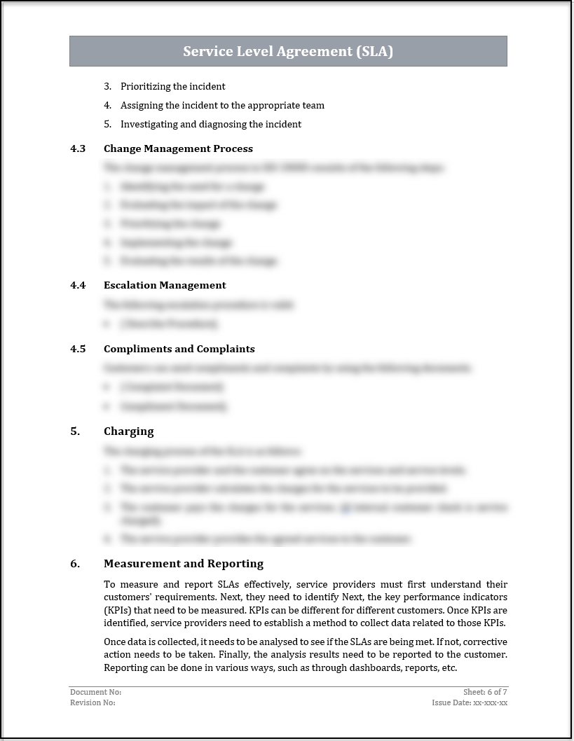 Image 1 for Information Technology Service Level Agreement Template
