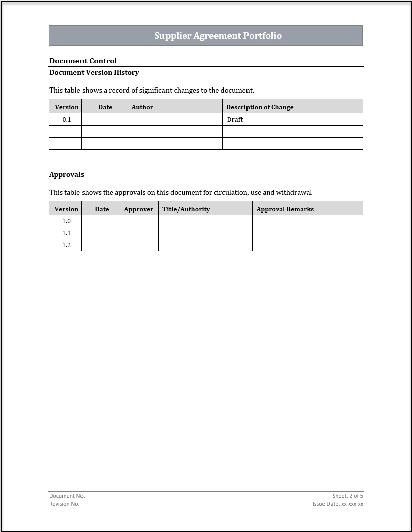 ISO 20000 Supplier Agreement Portfolio Template