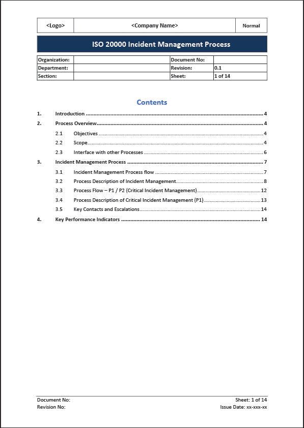 ISO 20000 Incident Management Process Template