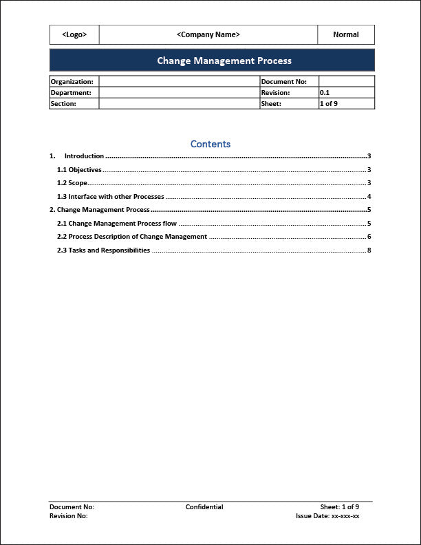 ISO 20000 Change Management Process Template